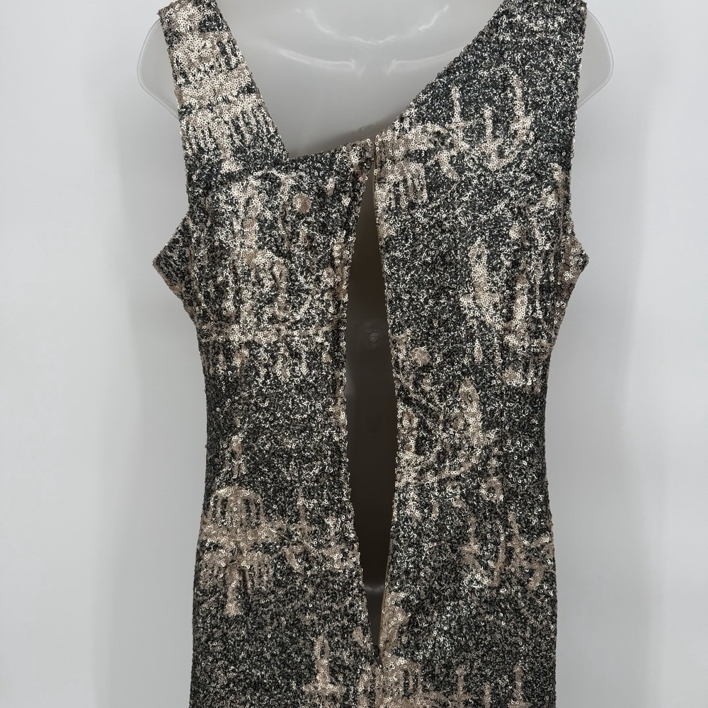 VTG Kay Unger Sz 16 Chandelier Sequined Mini Dress‎ Embellished Y2K Ruched Side - Picture 5 of 9